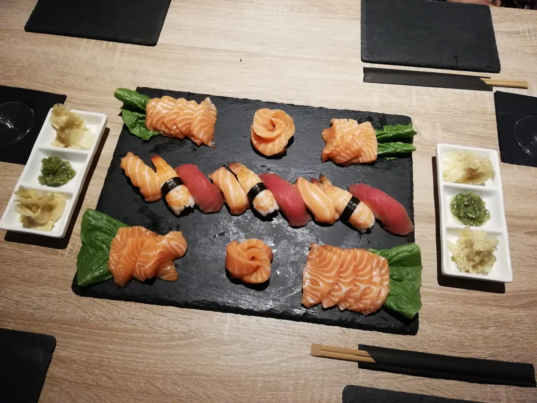 Sashimi on slate