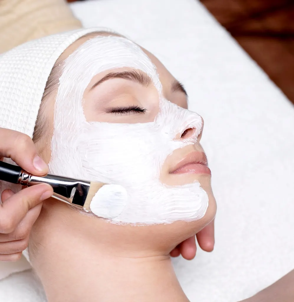 A facial treatment in progress