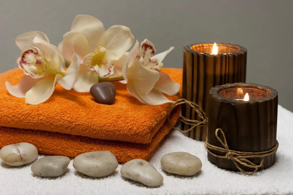 Warm towels and candles
